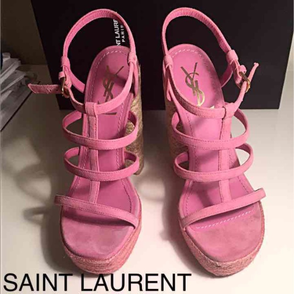 YVES SAINT LAURENT SUEDE "Gipsy" Platform Sandals